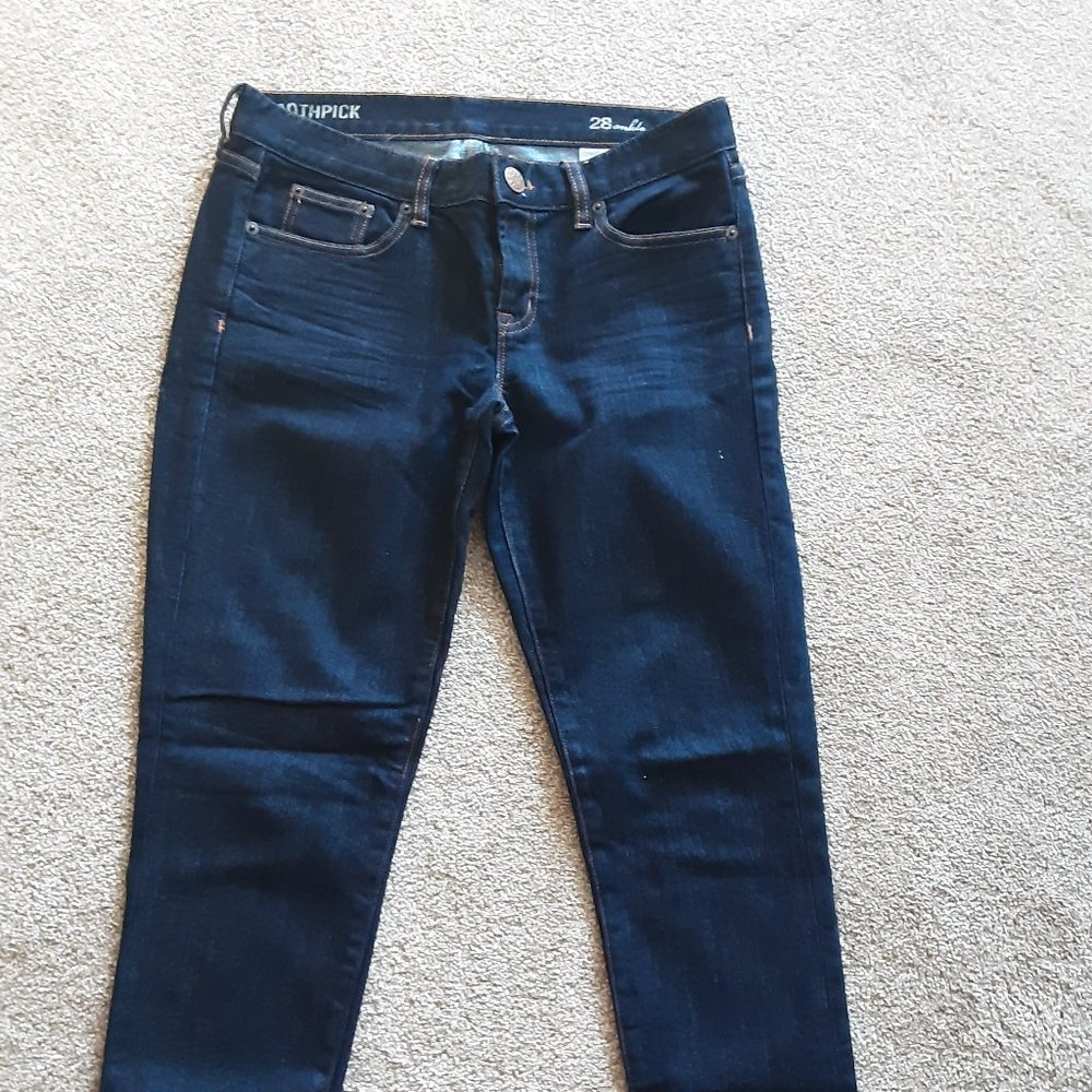 J. CREW Dark Wash Toothpick Jean's, like new